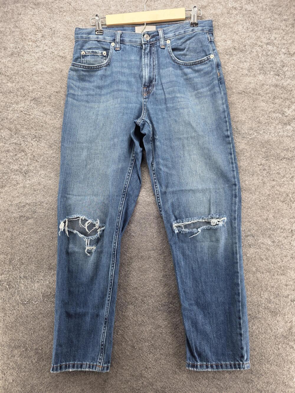 Everlane Jeans Womens 28 Blue Mom High Rise Relaxed Distressed 28.5 Inseam